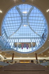 A five-story glass atrium crowns the two buildings. Linetec finished Super Sky Products Enterprises, LLC’s skylight systems’ aluminum framing using a 70 percent polyvinylidene fluoride (PVDF) resin-based coating. The resulting combination achieves the project’s goals for transparency, durability and sustainability, including LEED® Gold certification.