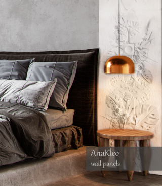 Gypsum wall decor panel. Interior accent wall panels. Bas relief