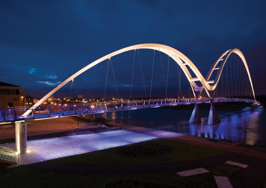 For the Infinity Bridge that spans the River Tees in Stockton-on-Tees in northeast England, acdc's fixtures are specified as part of the lighting design.