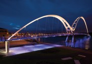 For the Infinity Bridge that spans the River Tees in Stockton-on-Tees in northeast England, acdc's fixtures are specified as part of the lighting design.
