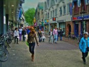 A shopping street in Utrecht, Netherlands.