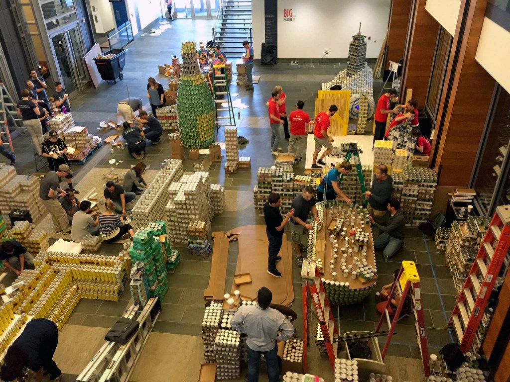 Canstruction Build Day in the Atlantic Wharf, Boston