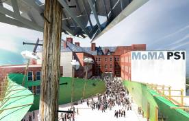 MoMA PS1 Young Architects Program proposal: Drones' Beach, drone's nest view.