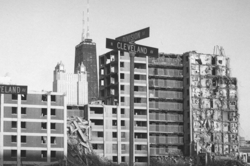 A partly demolished apartment block at&nbsp;Chicago's Cabrini Green public housing complex, in 2006.