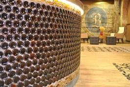 Recycled brown beer bottles