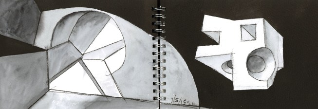 Watercolor of Ex of In House, July 17, 2015. 