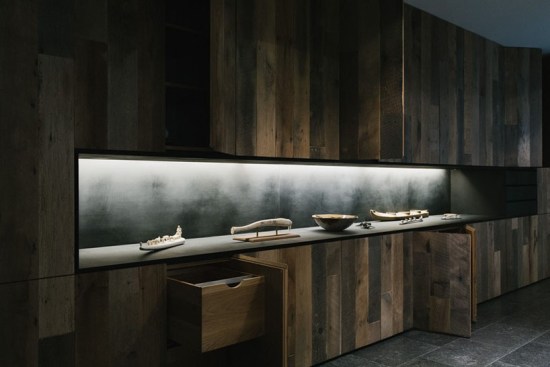 Art display cabinet in the foyer