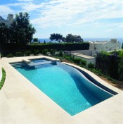 Here's an amazing shot of this incredibly technical, complex, modern undulating zero-edge Oceanside Glasstile pool designed and installed by Jimmy Reed in Emerald Bay, high above Laguna Beach, California.