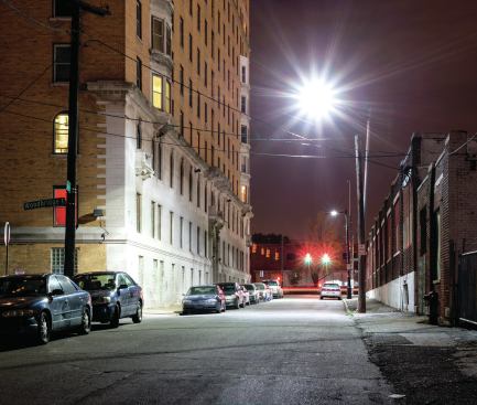 Whether the neighborhood is industrial (seen here) or residential, Detroit’s LED streetlighting program is allowing businesses and residents to reclaim their city and its nighttime environment.