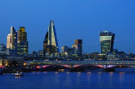 View of The Leadenhall Building in the London skylinefrom the West along the River Thames