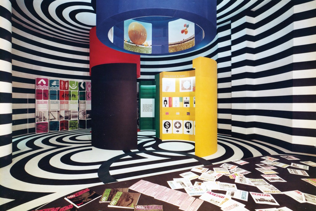 Exhibit featuring the Mexican Pavilion from the Triennale di Milano in 1968