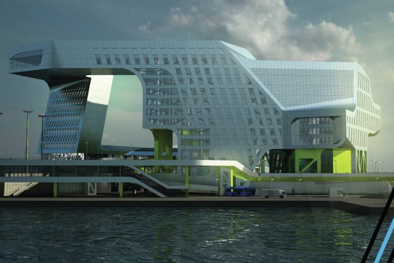 New Keelung Harbor Service Building, Keelung, Taiwan.