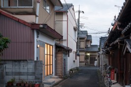 View of exterior and new first-floor façade (left)