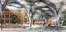 A rendering of the Elytra Filament Pavilion at the Victoria and Albert Museum John Madejski Garden, in London.