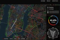 A screenshot of the Chatty Maps online interactive for New York, one of 12 metros mapped by global research team GoodCityLife according to street-level noise.