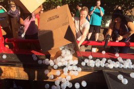 Volunteers poured the first batch of "The Beach" balls into the Dupont Underground space in September 2015.