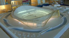 Model of the Redskins stadium design by Bjarke Ingels Group
