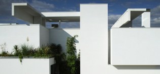 cantilevered structures above the skylights