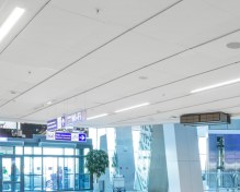 ROCKFON acoustic stone wool ceiling panels add a modern look and performance to the historic Minsk National Airport in the Republic of Belarus.
