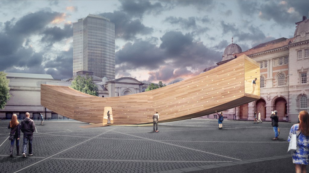 The Smile, a 113-foot-long pavilion designed by Alison Brooks Architects for the London Design Festival.
