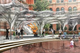 Elytra Filament Pavilion, render, V&A John Madejski Garden 2016