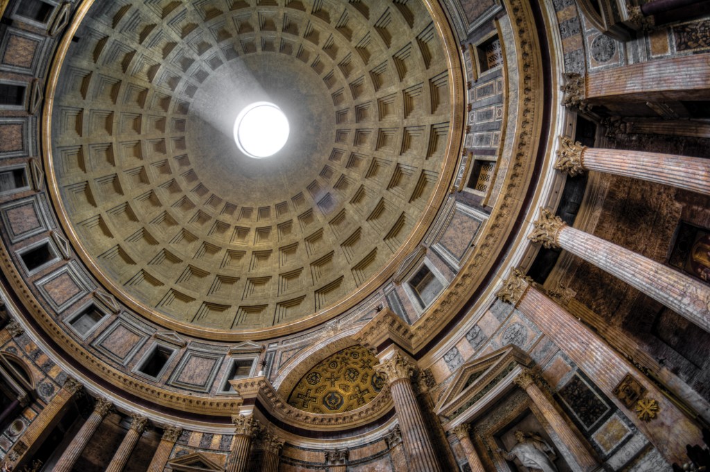 The oculus in the Pantheon dome in Rome.