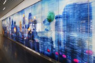 LightPlane Panels in ViviGraphix Spectra glass with custom graphic interlayer and Standard finish at Blue Cross and Blue Shield of Kansas City, Kansas City, Missouri