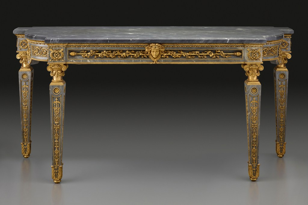 Side table by Jacques Adan Gilt (carved marble) and Pierre Gouthière (bronze). Designed by François-Joseph Bélanger and Jean-François- Thérèse Chalgrin. (1781)