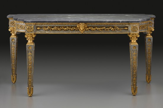 Side table by Jacques Adan Gilt (carved marble) and Pierre Gouthière (bronze). Designed by François-Joseph Bélanger and Jean-François- Thérèse Chalgrin. (1781)