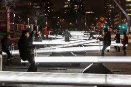 Impulse is an installation of 30 giant illuminated seesaws.