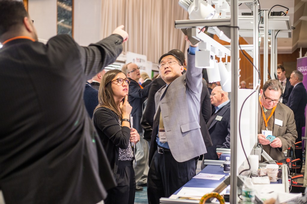 Attendees get the latest product info at manufacturer tabletop displays during LEDucation10.