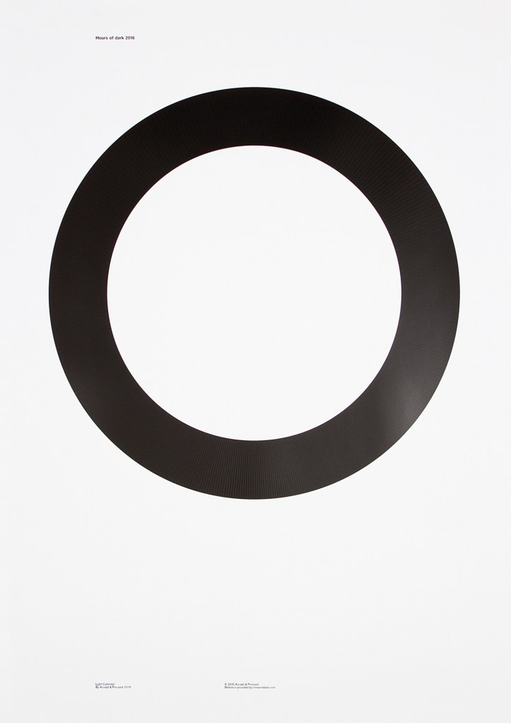 Light Calendar 2016 depicting the Hours of Dark