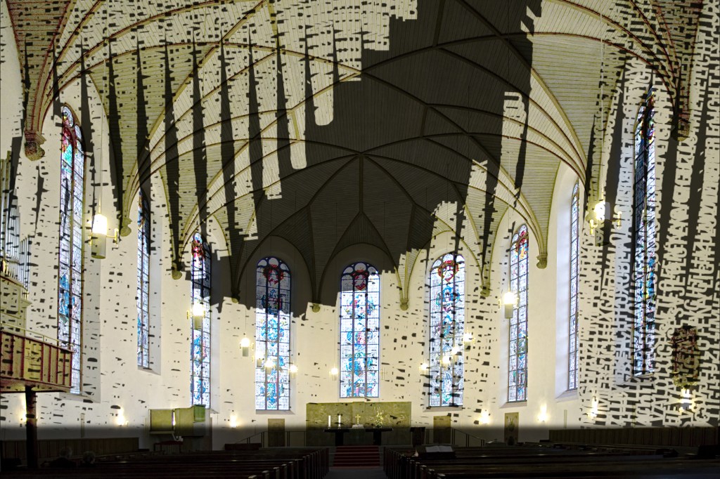 Artists Hartung & Trenz's installation for the Katharinenkirche church is titled “Light Diffraction.”