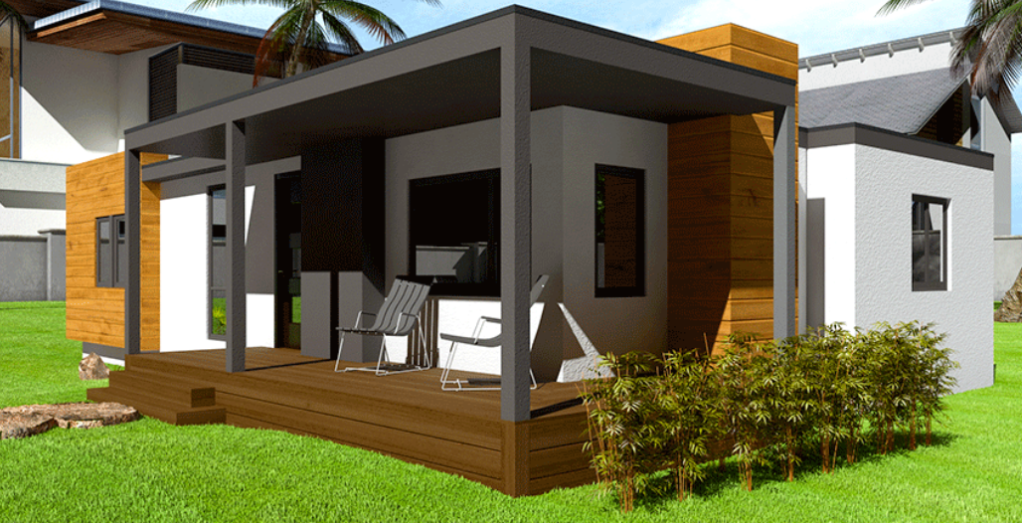 A mockup of The Spirit by Irontown Homes, a one-story prefabricated home with an estimated construction price of $271,000.