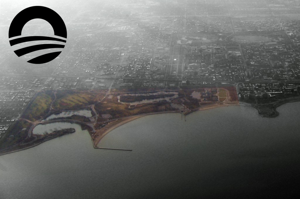 An aerial view of Jackson Park, in Chicago.