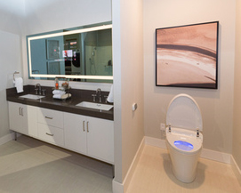Kohler outfitted the bathroom with toilet and faucets that far exceed EPA's requirements.