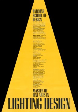 Original recruitment poster for the Master of Fine Arts in Lighting Design program at Parsons School of Design.