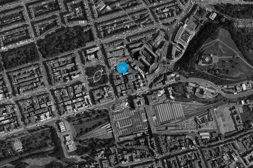 Aerial image of Edinburgh with proposed site.