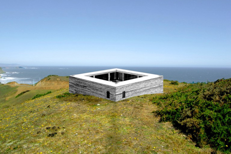 “Meta Pavilion No 05 (Santa Maria Island, Chile)" (2011, digital collage by Pezo von Ellrichshausen)