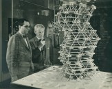Louis Kahn (right) with a model of the City Tower Project (1958)