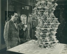 Louis Kahn (right) with a model of the City Tower Project (1958)