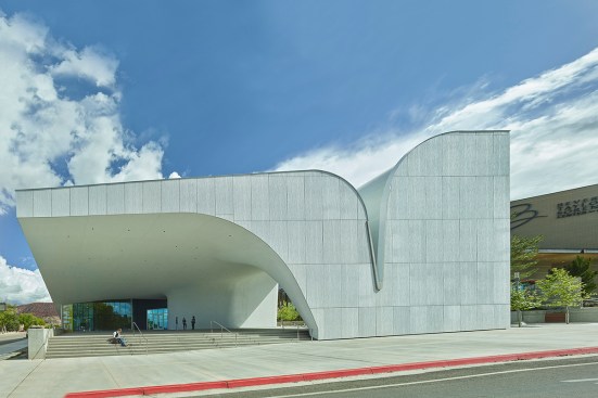 View of entrance and canopy at west end