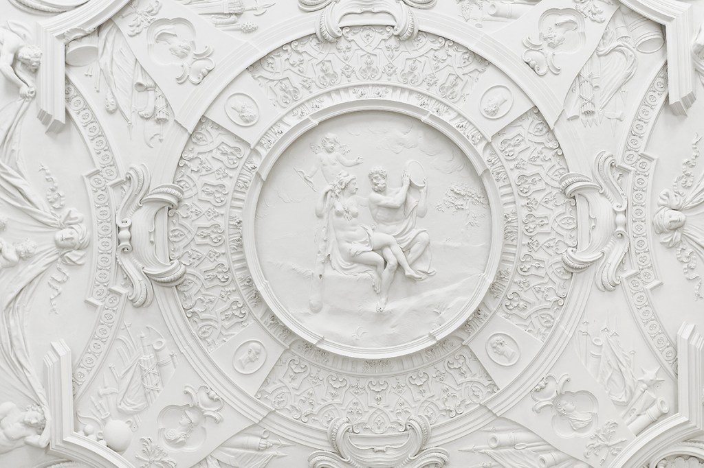 Plasterwork ceiling detail in the entrance hall.