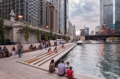 The Riverwalk reclaims the river's edge for Chicagoans, providing a unique outdoor setting for socializing and relaxation.