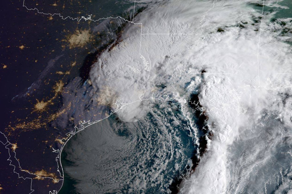 Tropical Storm Harvey centered over the Gulf of Mexico on August 29, 2017.