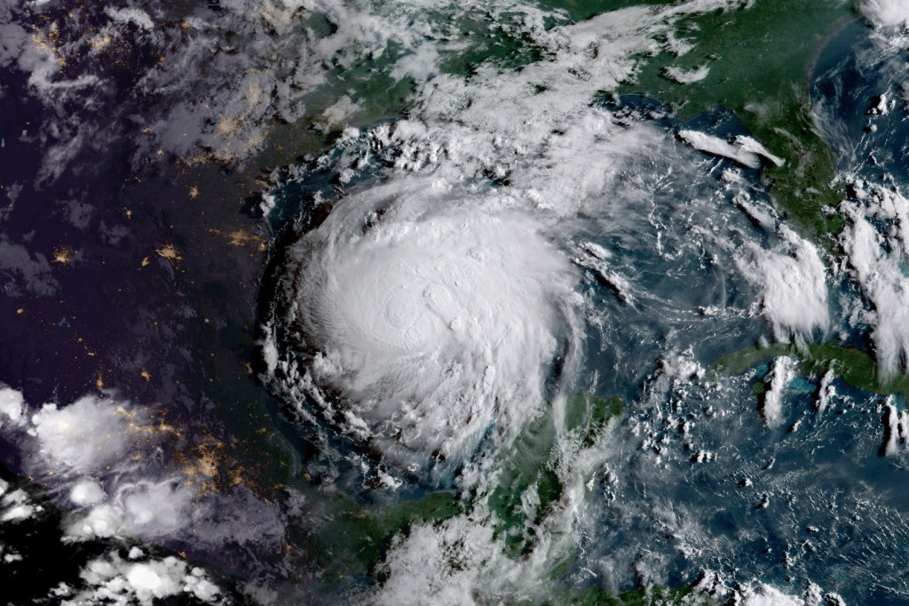 Aerial view of Hurricane Harvey on Aug. 24.