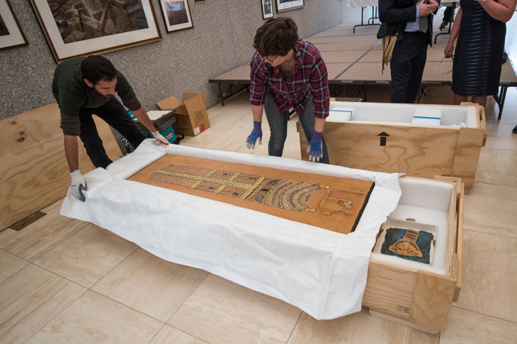 U.S. Immigration and Customs Enforcement, as part of a recent investigation called "Operation Mummy's Curse," exhibits illegally smuggled ancient artifacts that were repatriated to Egypt.