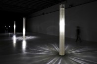 View of the brilliant caustic footprints created by the changing glass profiles.