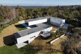 Seen here from the west, the eight-bedroom house was designed to preserve privacy.