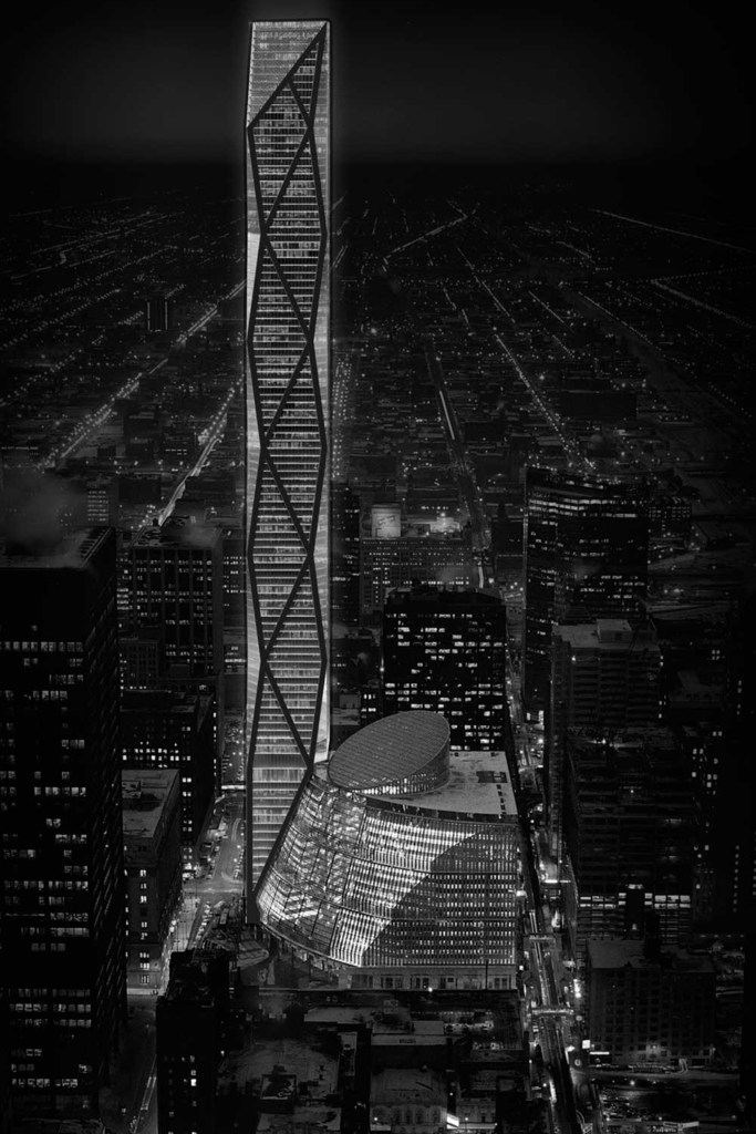 Jahn's 2017 proposed addition to the Thompson Center in Chicago